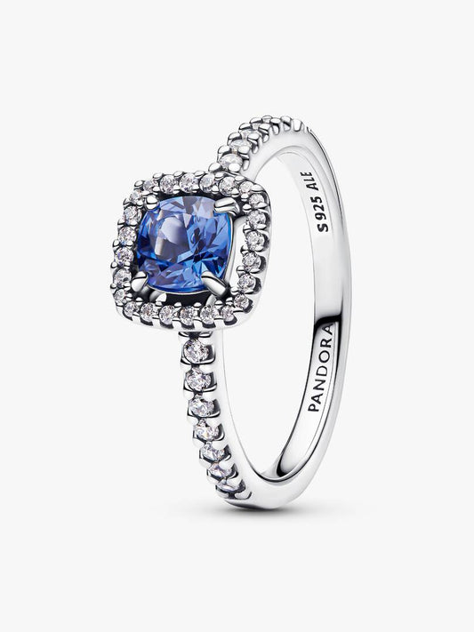 Anello Pandora Punto Luce Quadrato Blu in Argento Sterling 925
