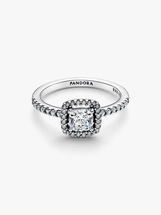 Anello Pandora Punto Luce Quadrato con Pavé in Argento Sterling 925 Incolore