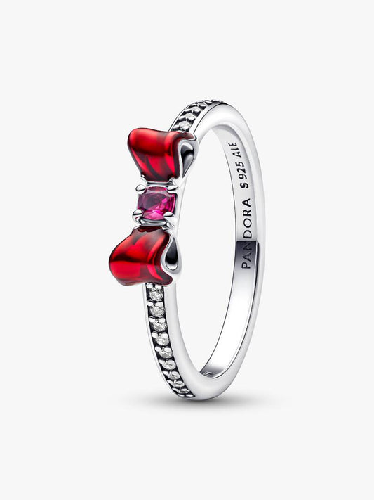 Anello Pandora Principesse Disney Biancaneve Fiocco in Argento Sterling 925, Smalto Rosso