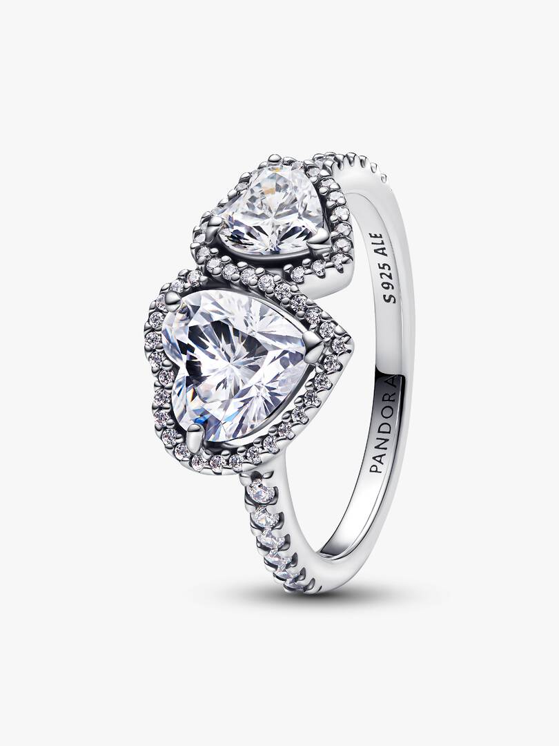 Anello Pandora Doppi Cuori Luminosi Argento Sterling 925