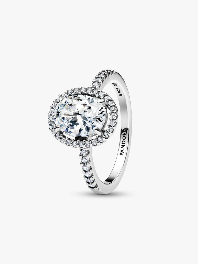 Anello Pandora Punto Luce Ovale in Argento Sterling 925 con Zirconia Cubica Trasparente