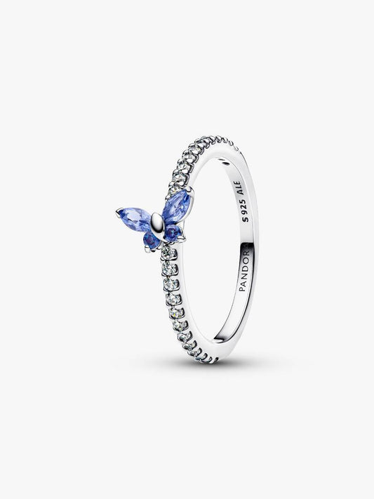 Anelli Pandora Farfalla Luminosa Blu in Argento Sterling 925