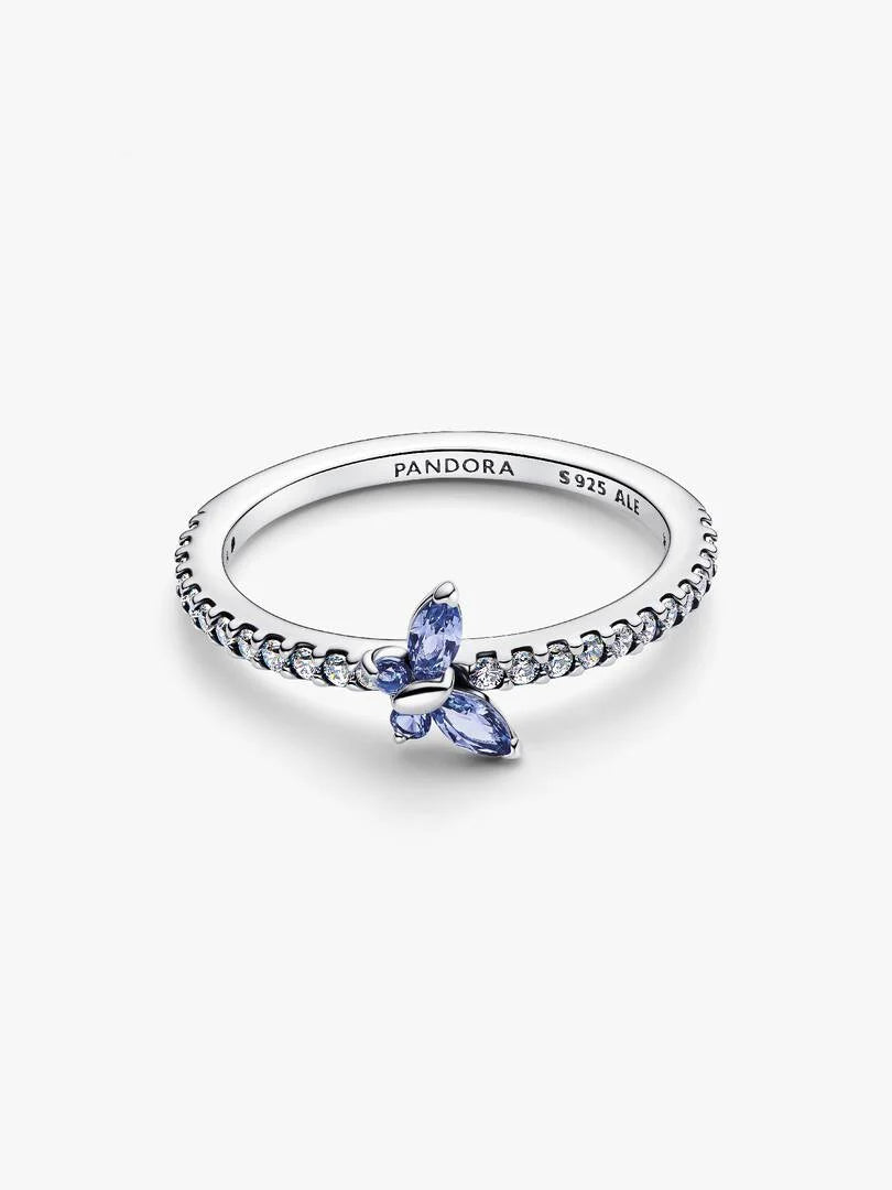 Anelli Pandora Farfalla Luminosa Blu in Argento Sterling 925