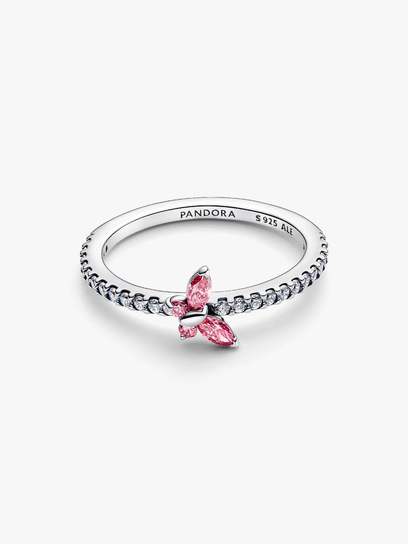 Anello Pandora Farfalla Luminosa Rosa in Argento Sterling 925