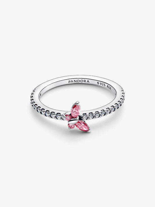 Anello Pandora Farfalla Luminosa Rosa in Argento Sterling 925