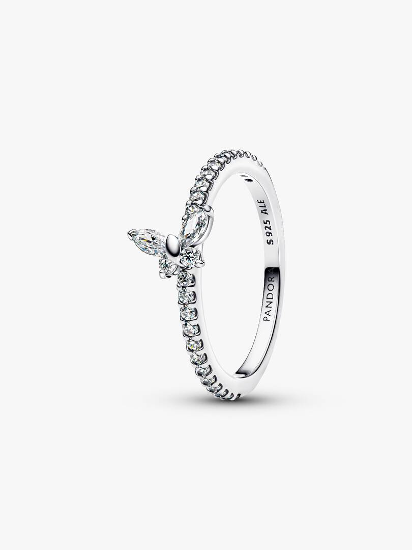 Anello Pandora Farfalla Luminosa in Argento Sterling 925 con zirconia incolore