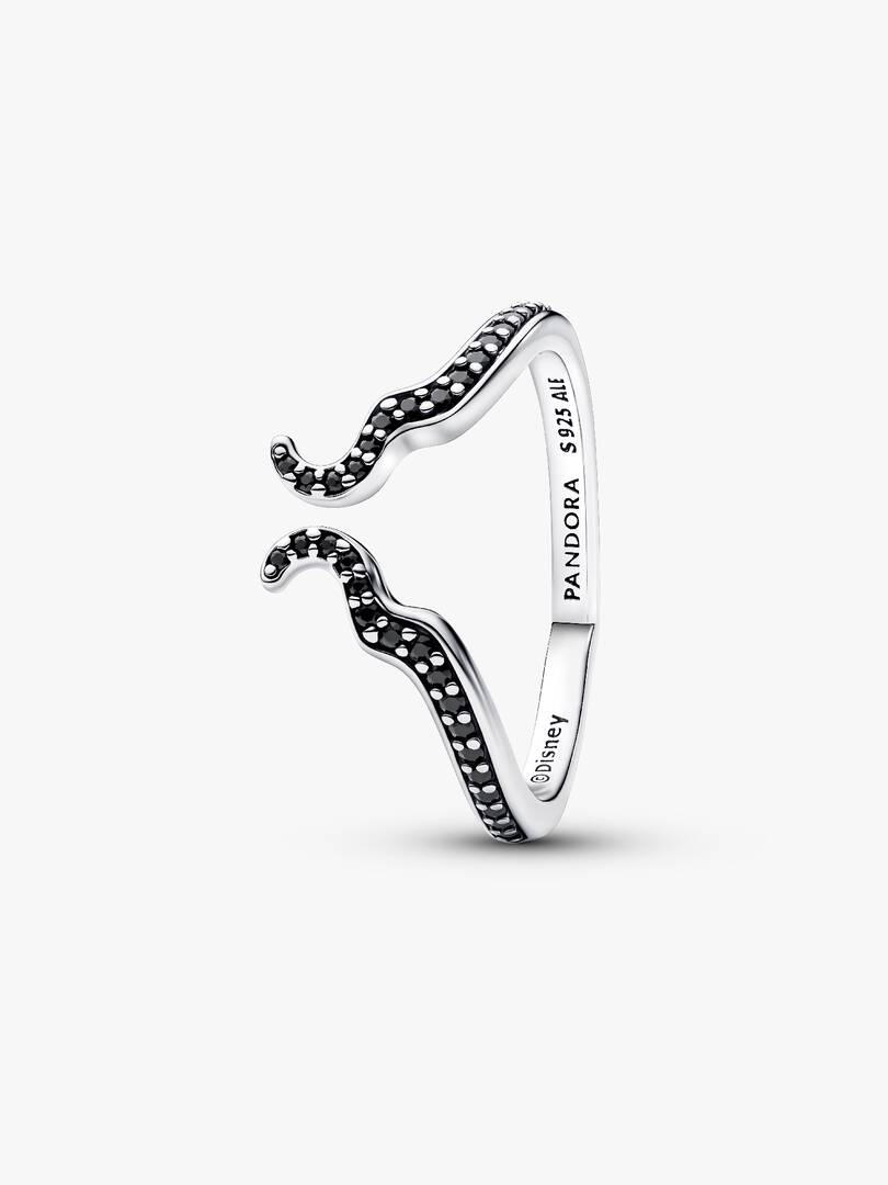 Anello Pandora Disney Villains Malefica in Argento Sterling 925 con Cristalli Neri Luminosa e raffinata