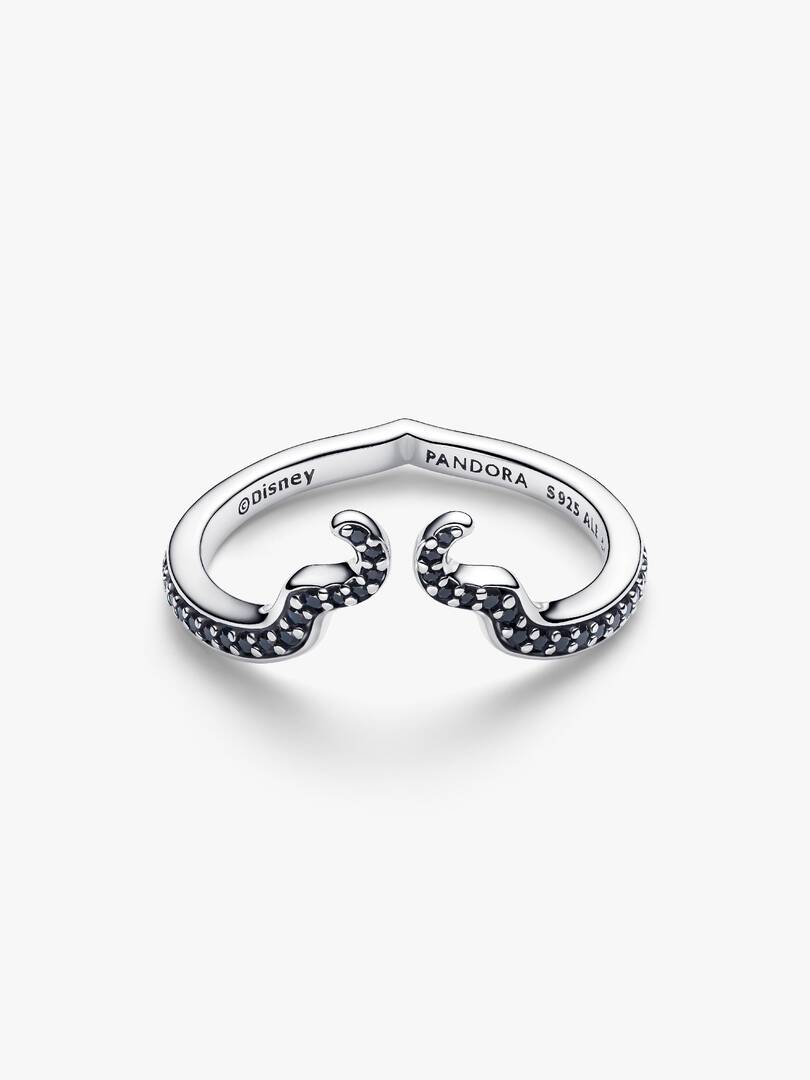 Anello Pandora Disney Villains Malefica in Argento Sterling 925 con Cristalli Neri Luminosa e raffinata