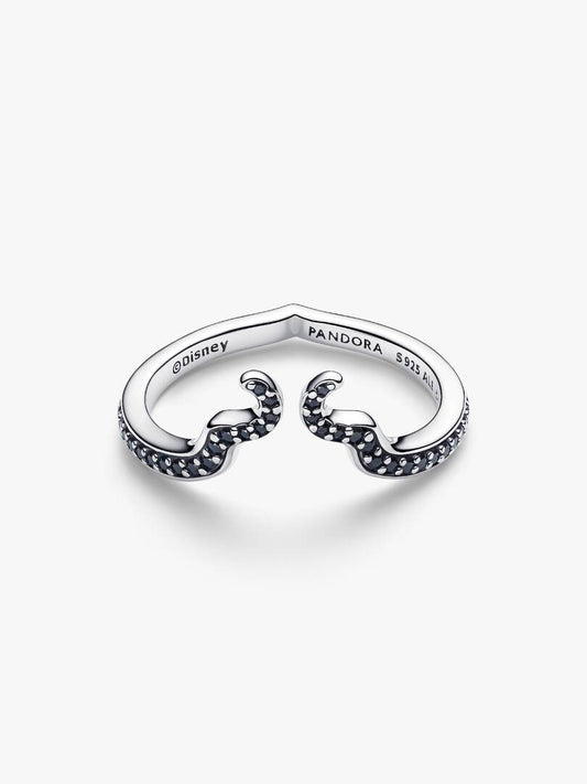 Anello Pandora Disney Villains Malefica in Argento Sterling 925 con Cristalli Neri Luminosa e raffinata