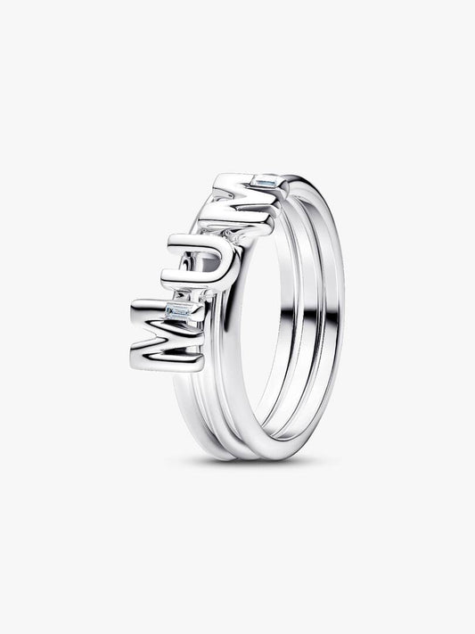 Anello Pandora Mum divisibile in argento sterling con zirconia cubica trasparente