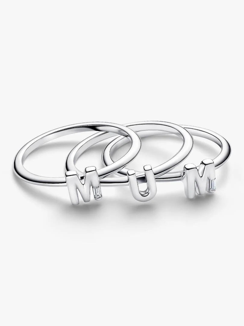 Anello Pandora Mum divisibile in argento sterling con zirconia cubica trasparente