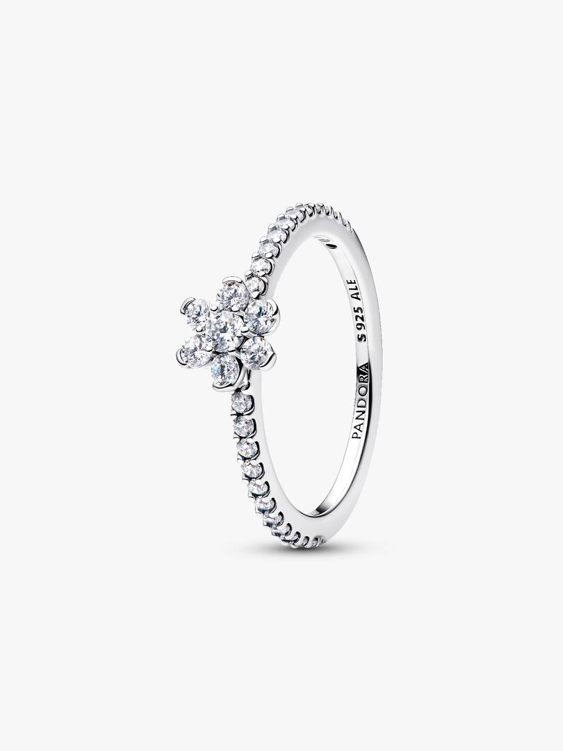 Anello Pandora a fiore in argento sterling con zirconia cubica trasparente