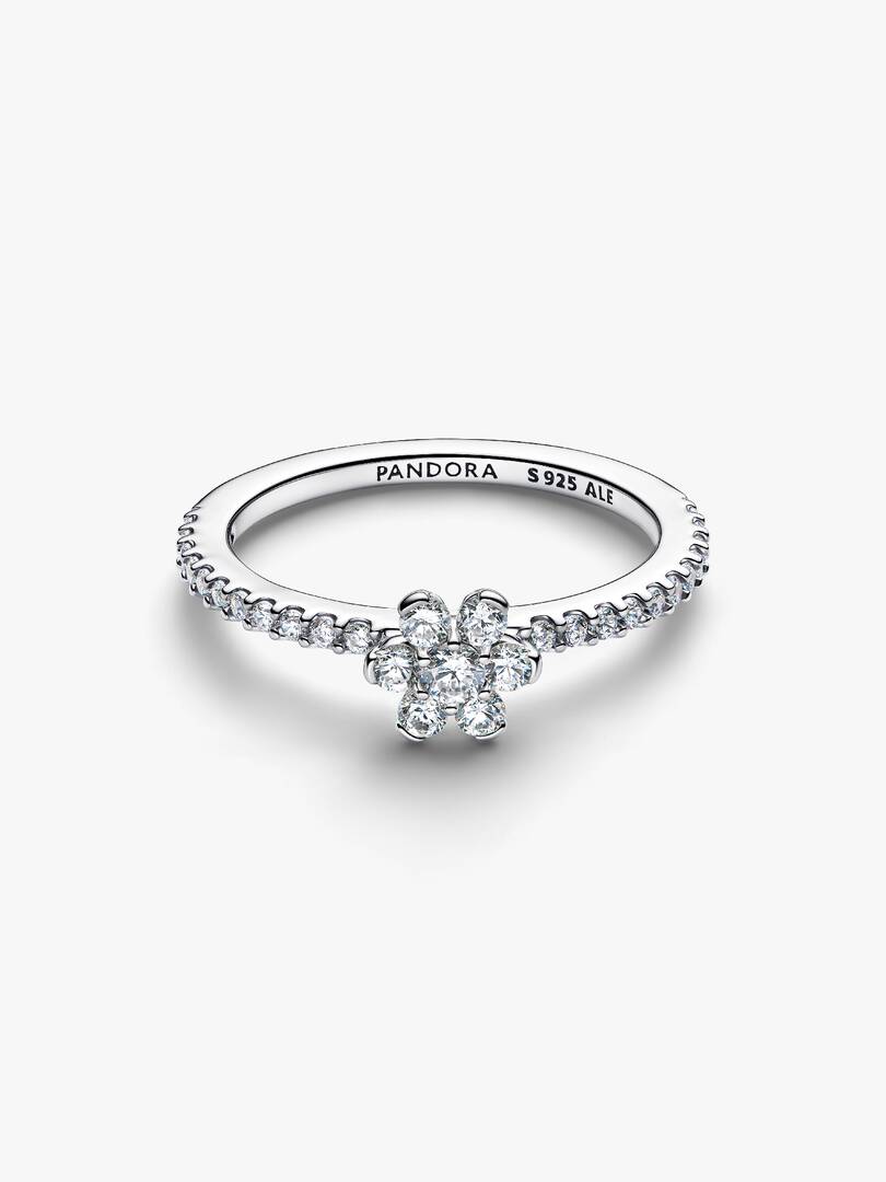Anello Pandora a fiore in argento sterling con zirconia cubica trasparente
