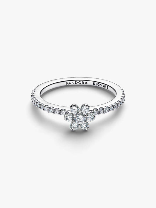 Anello Pandora a fiore in argento sterling con zirconia cubica trasparente