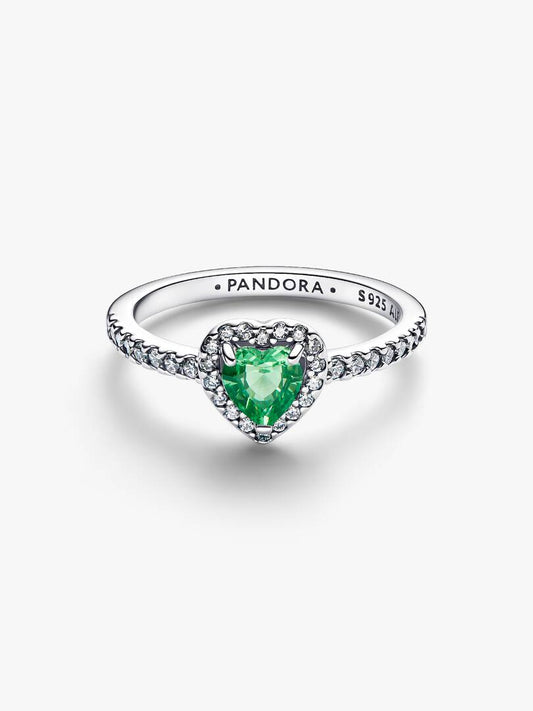 Anello Pandora Cuore in Rilievo Verde Chiaro