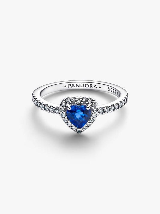 Anello Pandora Cuore in Rilievo Blu Intenso
