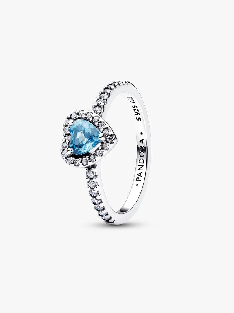 Anello Pandora Cuore in Rilievo Azzurro