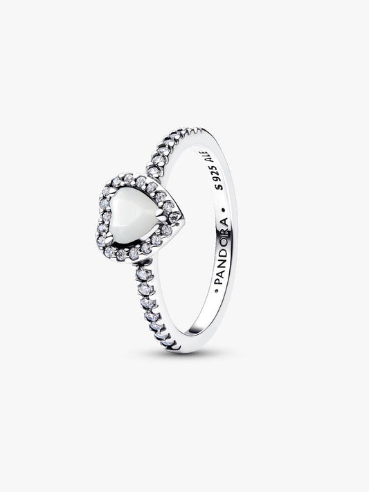 Anello componibile Pandora Cuore in rilievo bianco