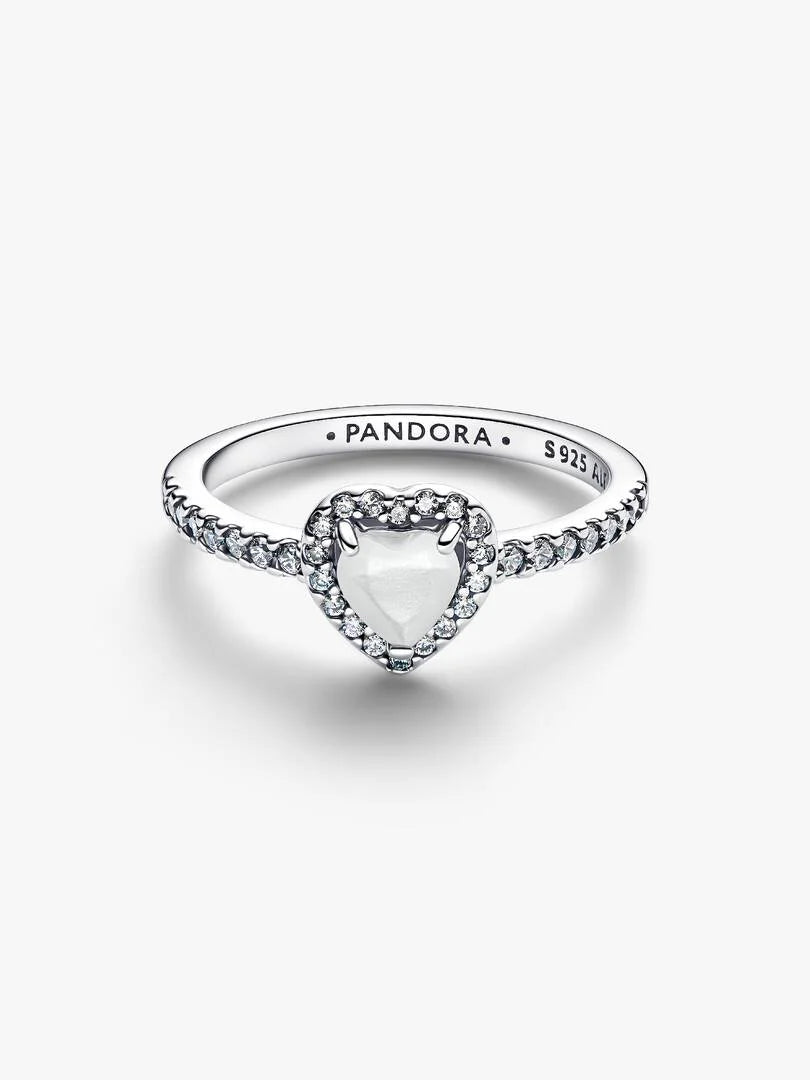 Anello componibile Pandora Cuore in rilievo bianco
