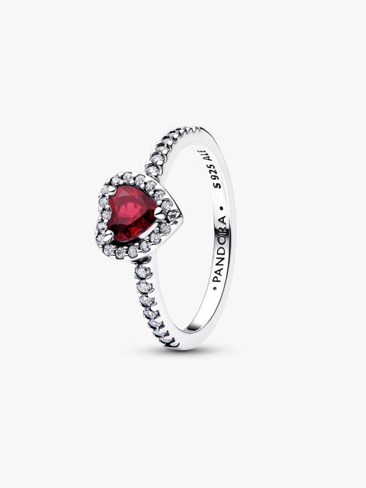 Anello Pandora Cuore in Rilievo Rosso Intenso in Argento Sterling 925
