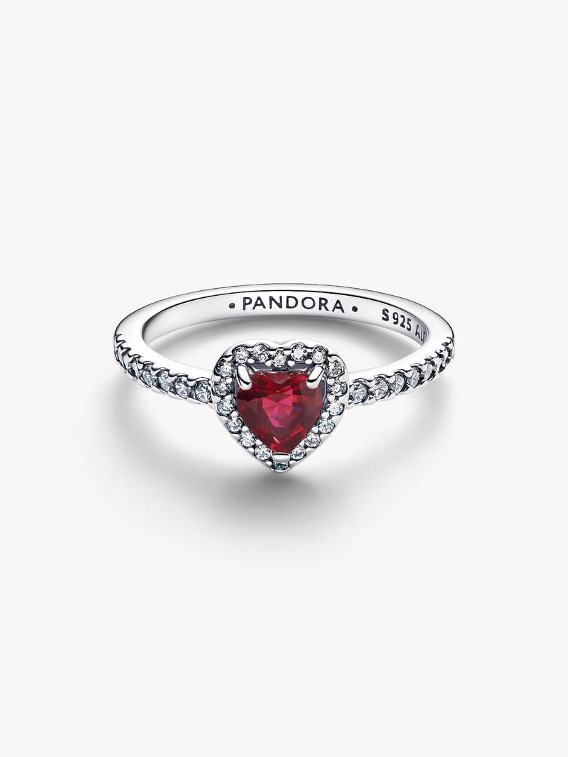Anello Pandora Cuore in Rilievo Rosso Intenso in Argento Sterling 925
