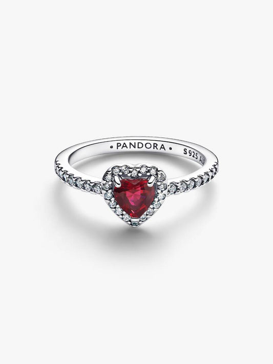 Anello Pandora Cuore in Rilievo Rosso Intenso in Argento Sterling 925