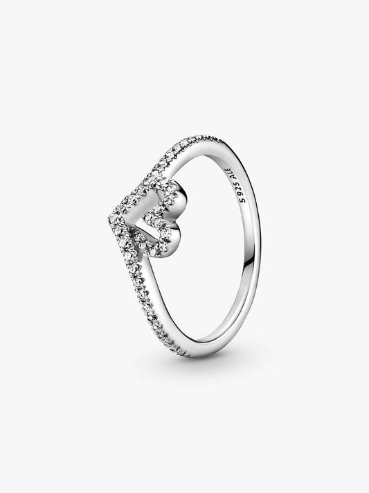 Anello Pandora Cuore Desiderio Scintillante in Argento Sterling 925 con zirconia cubica incolore, rifinito a mano