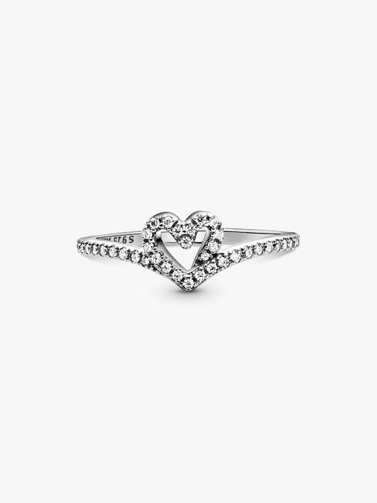 Anello Pandora Cuore Desiderio Scintillante in Argento Sterling 925 con zirconia cubica incolore, rifinito a mano