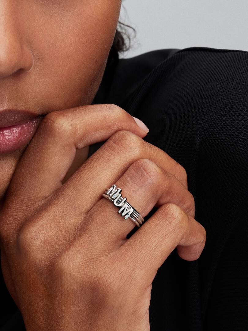 Anello Pandora Mum divisibile in argento sterling con zirconia cubica trasparente