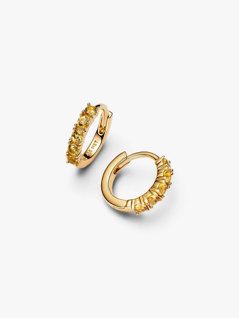 Orecchini Pandora Donna a Cerchio con Cristalli Gialli Finitura Oro