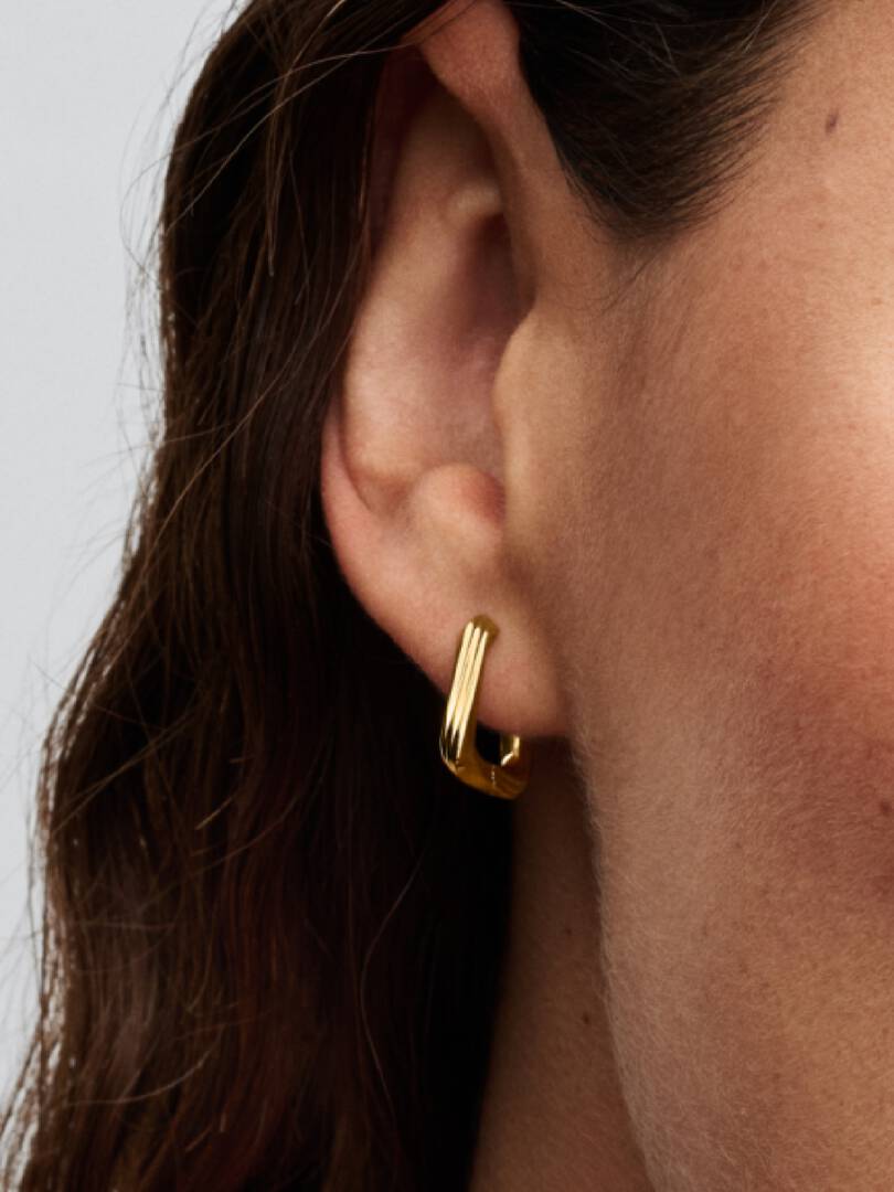 Orecchini Pandora Cerchi Squadrati Linea Avvolgente Placcatura in Oro 14k