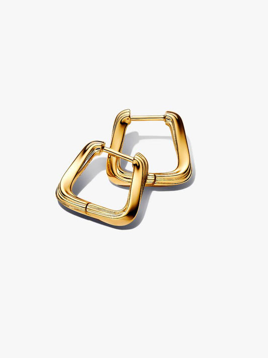 Orecchini Pandora Cerchi Squadrati Linea Avvolgente Placcatura in Oro 14k