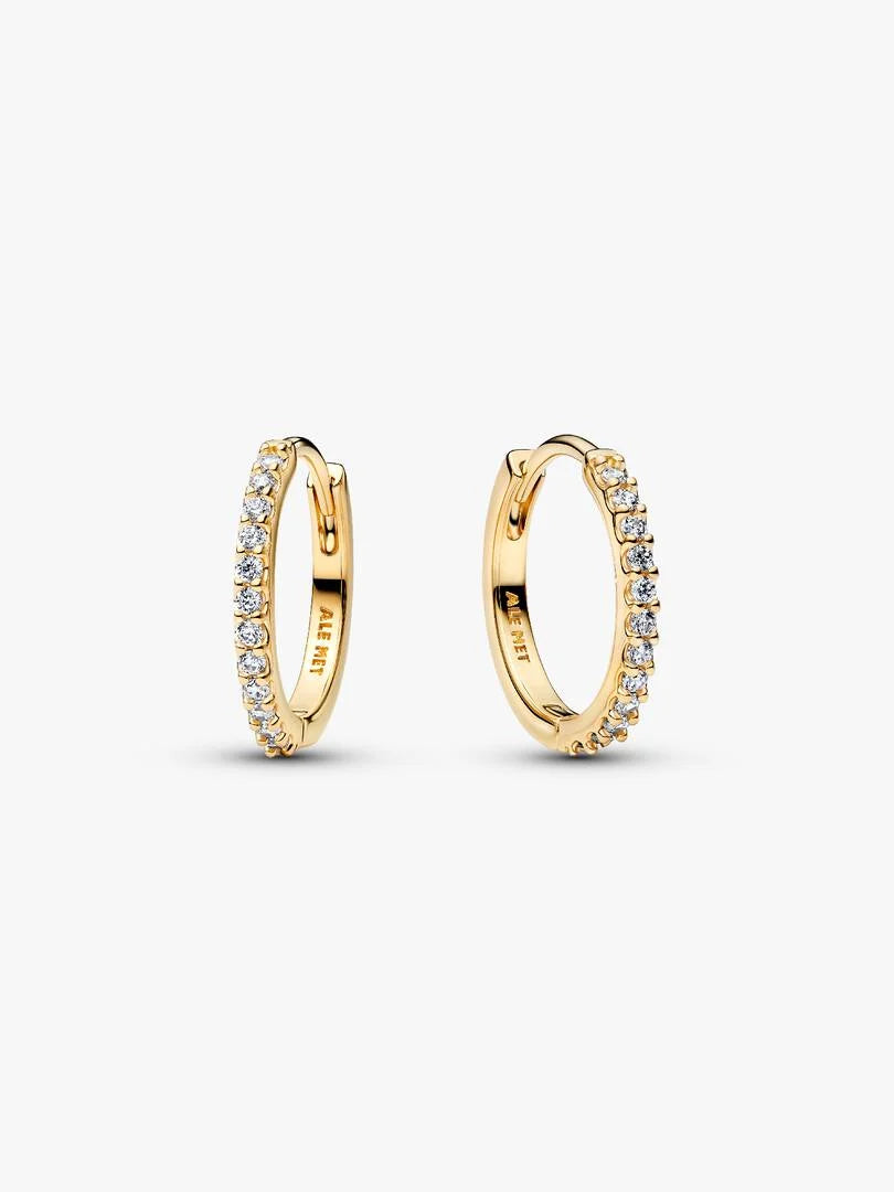 Orecchini Pandora Cerchi Pavè in Oro e Zirconia Cubica Esclusiva lega metallica rifinita in Oro