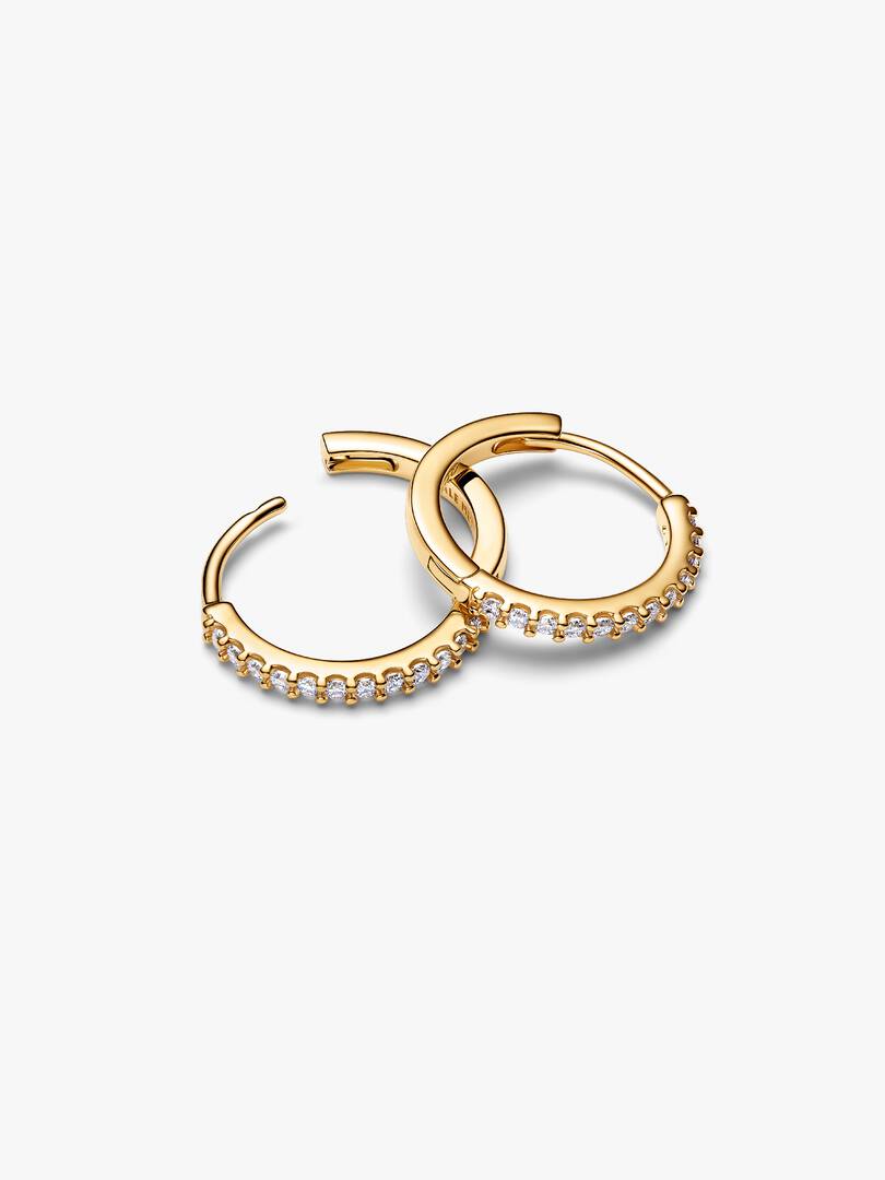 Orecchini Pandora Cerchi Pavè in Oro e Zirconia Cubica Esclusiva lega metallica rifinita in Oro