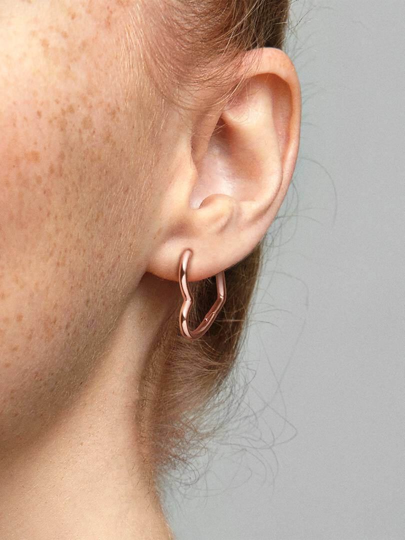 Orecchini a Cerchio Pandora Cuori Asimmetrici Donna