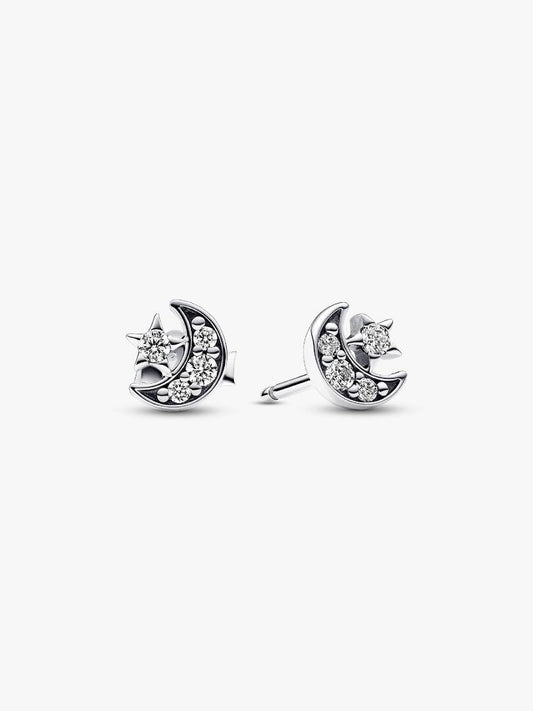 Orecchini Pandora Luna Crescente e Stella in Argento Sterling 925 Finitura luminosa e raffinata dell'Argento Sterling 925