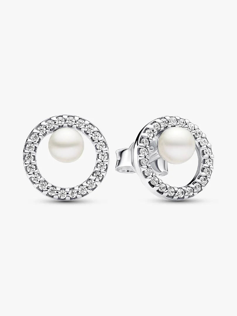 Orecchini Pandora Perle Coltivate d’Acqua Dolce e Pavé in Argento Sterling 925