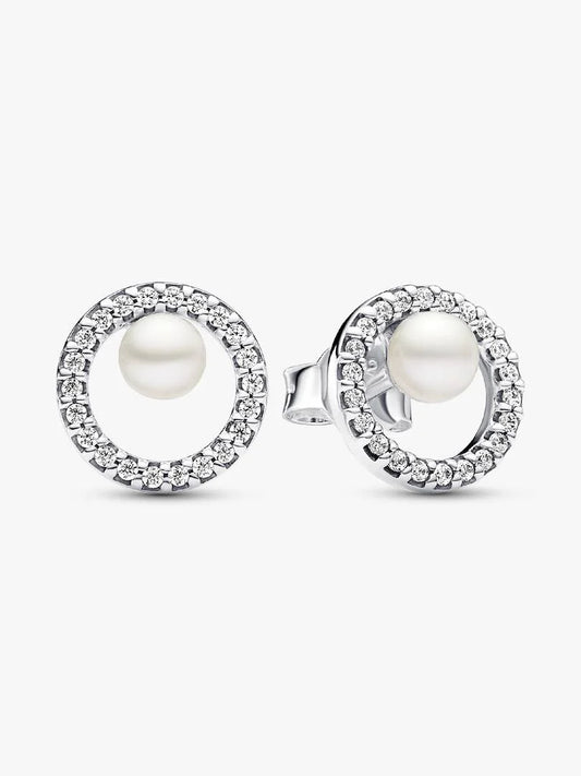 Orecchini Pandora Perle Coltivate d’Acqua Dolce e Pavé in Argento Sterling 925