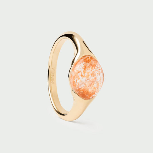 Anello donna PDPAOLA Bay con pietra solare naturale placcato oro 18K
