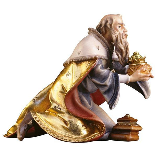 Re Inginocchiato in Legno per Presepe – Proporzionata per Figure Umane da 15 cm
