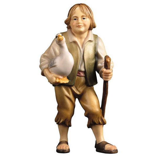 Bambina con oca in Legno per Presepe – Proporzionata per Figure Umane da 15 cm