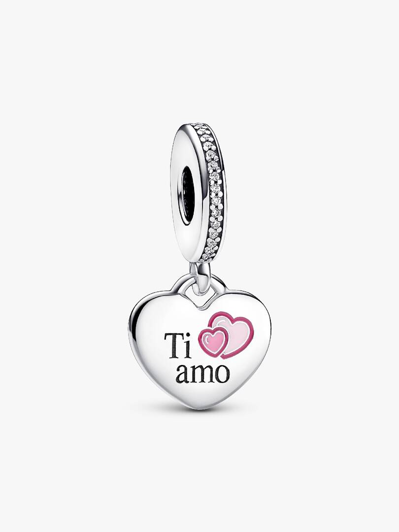Pendente Pandora Ti Amo da Incidere in Argento Sterling 925 Donna