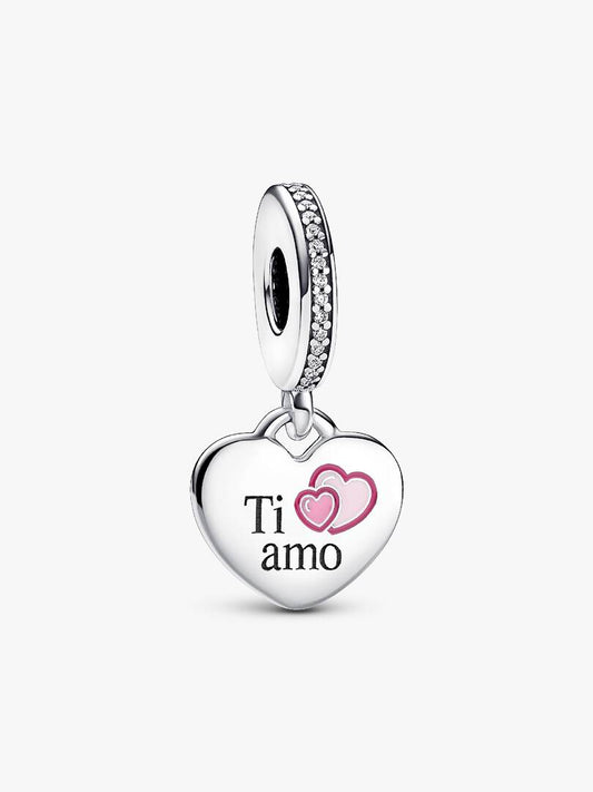 Pendente Pandora Ti Amo da Incidere in Argento Sterling 925 Donna