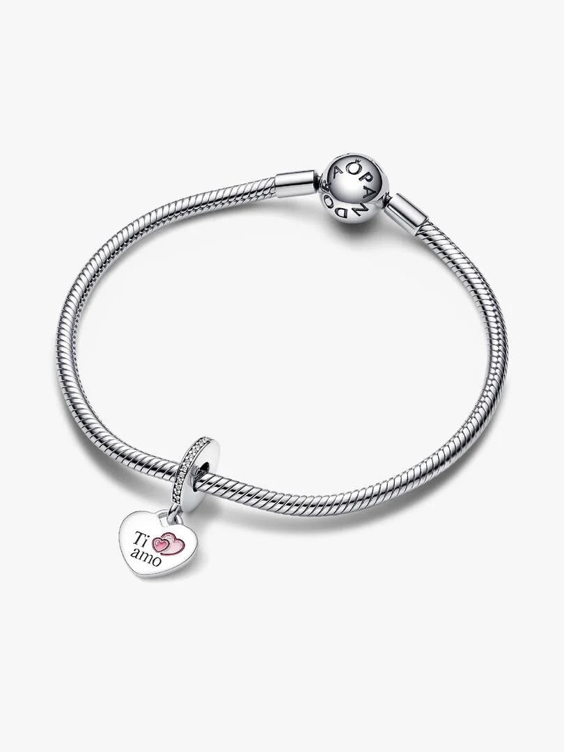 Pendente Pandora Ti Amo da Incidere in Argento Sterling 925 Donna