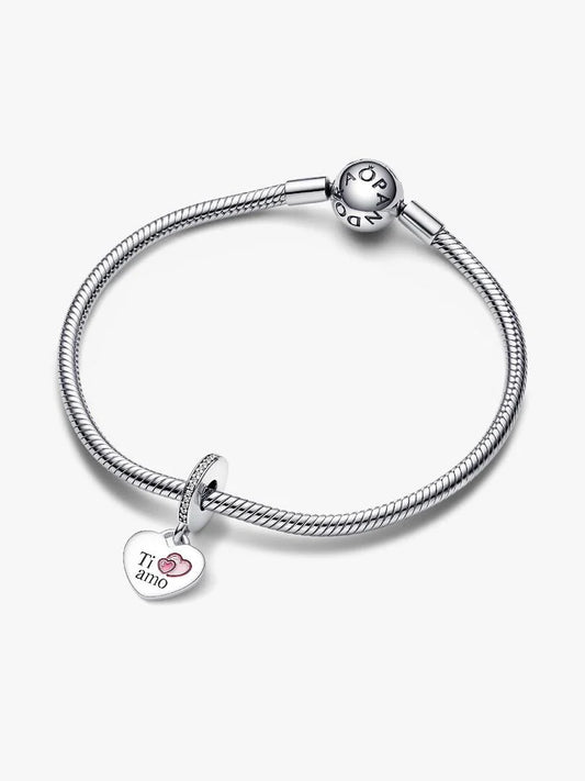 Pendente Pandora Ti Amo da Incidere in Argento Sterling 925 Donna