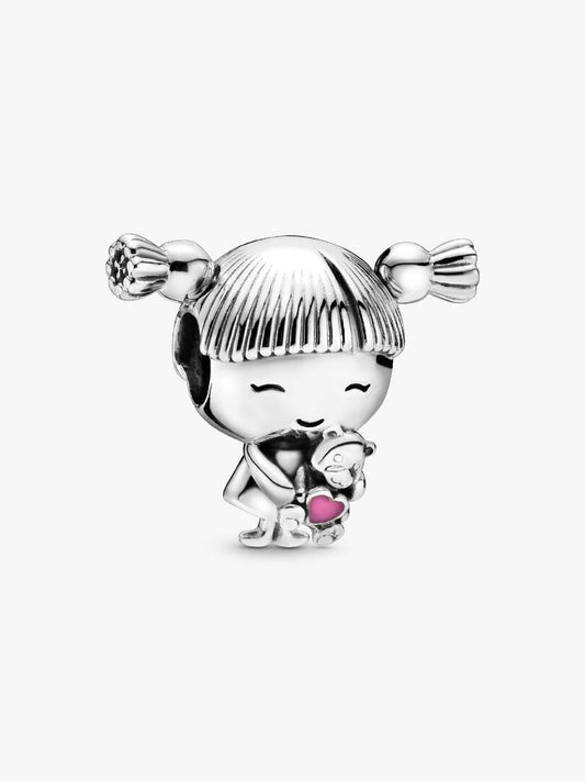 Charm bambina Pandora in argento con smalto rosa