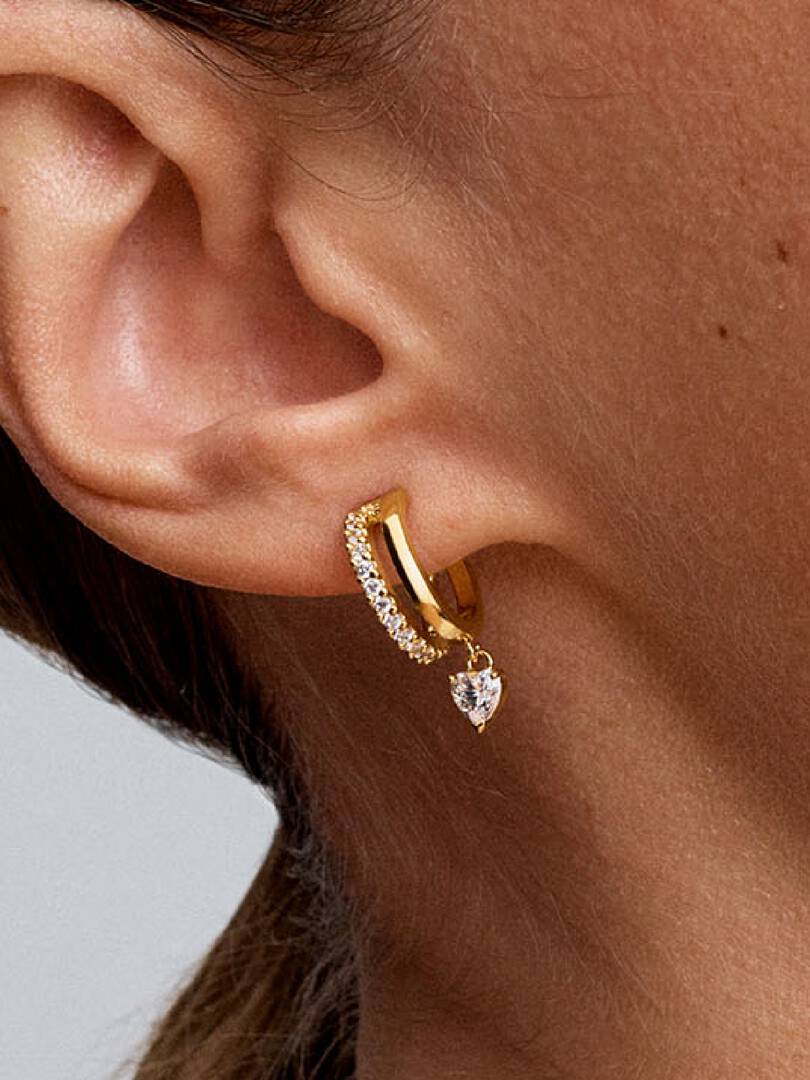 Orecchini Pandora Cerchi Aperti con Cuore in Lega Metallica Placcata Oro 14k