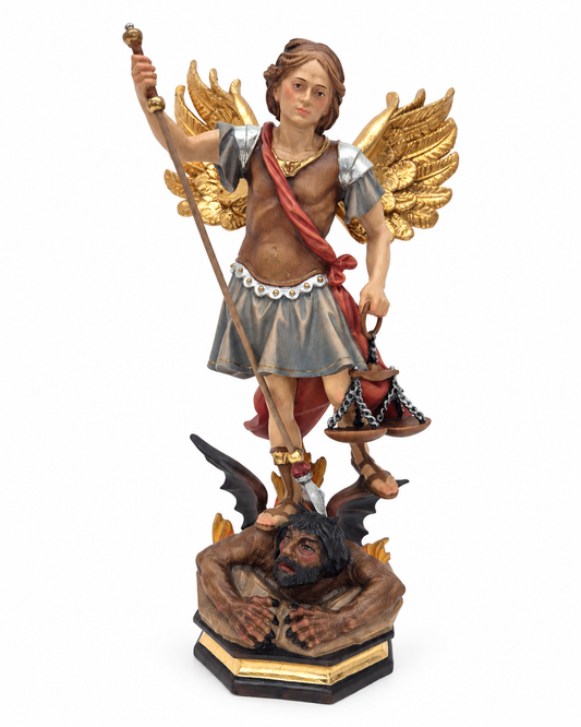 Statua di San Michele Arcangelo in legno | ULPE