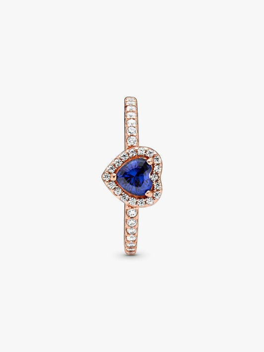 Pandora - Anello Pandora con cuore in rilievo blu rifinitura oro rosa - Nazareno Bancone Gioielli