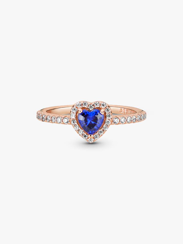 Pandora - Anello Pandora con cuore in rilievo blu rifinitura oro rosa - Nazareno Bancone Gioielli